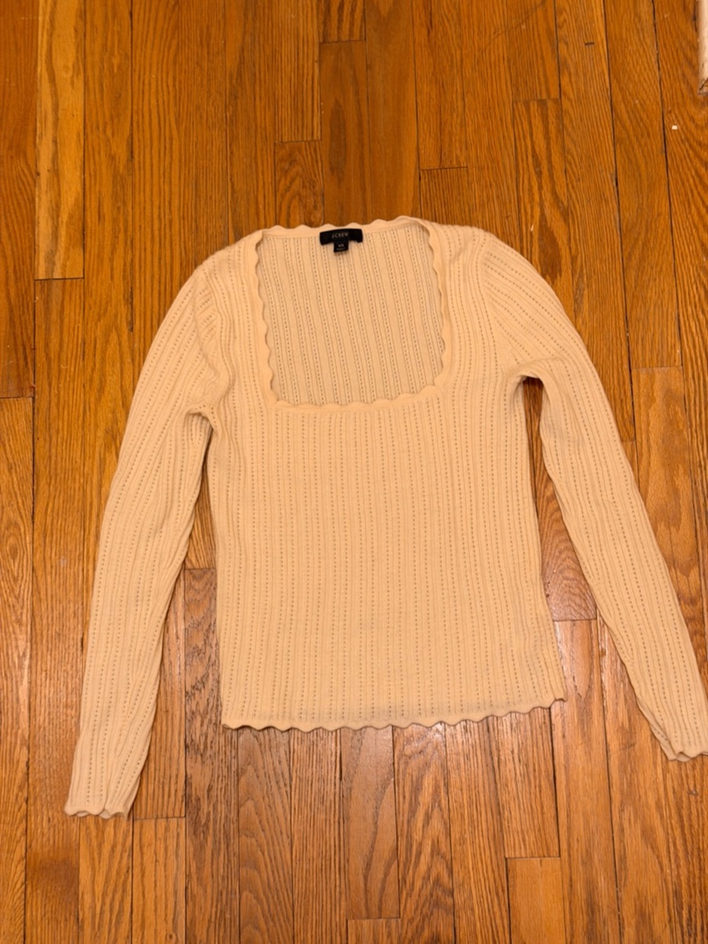 J. Crew women’s XS ivory pointelle 100% Merino wool square neck sweater